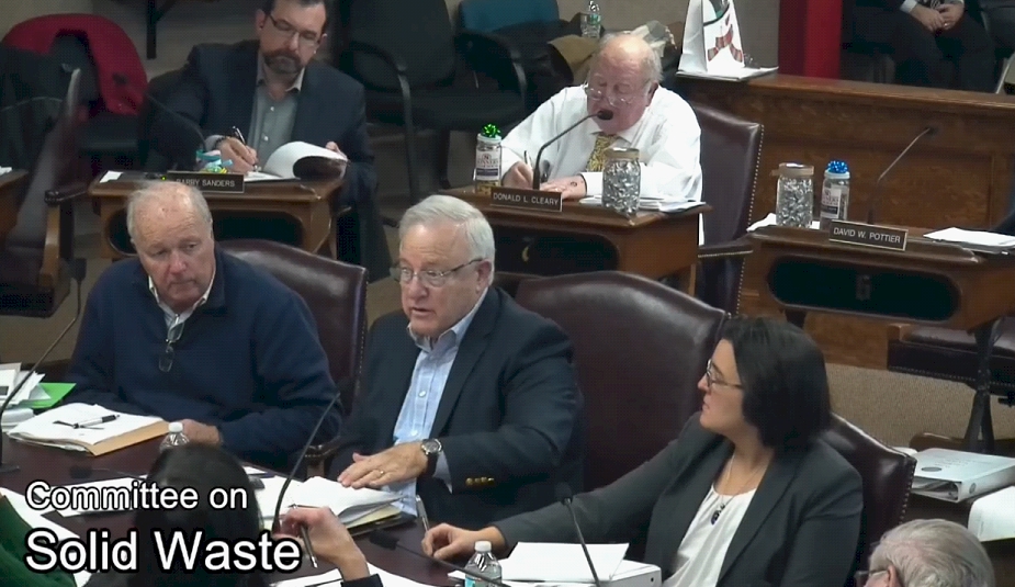 Harvey Gershman with GBB Senior Project Manager Jennifer Porter at the City Council Committee on Solid Waste on December 18, 2018.