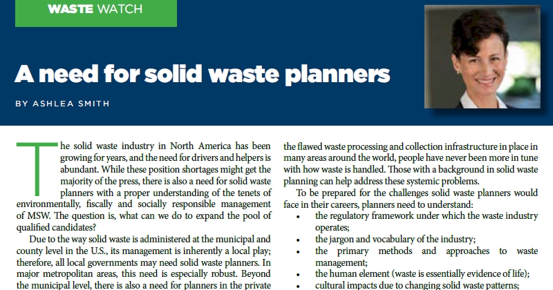 A Need for Solid Waste Planners