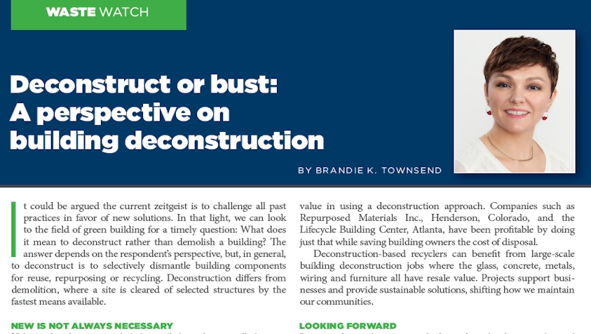 Deconstruct or Bust: A Perspective on Building Deconstruction