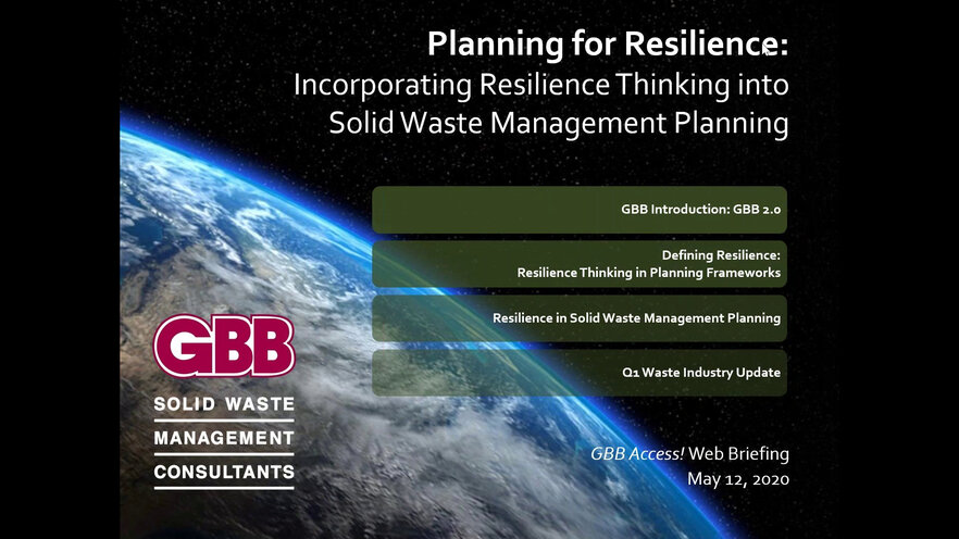Resiliency Planning for Solid Waste Agencies: GBB Access!